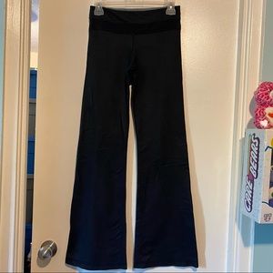LULULEMON REVERSIBLE FLARE LEG DENIM/SILVER PANTS